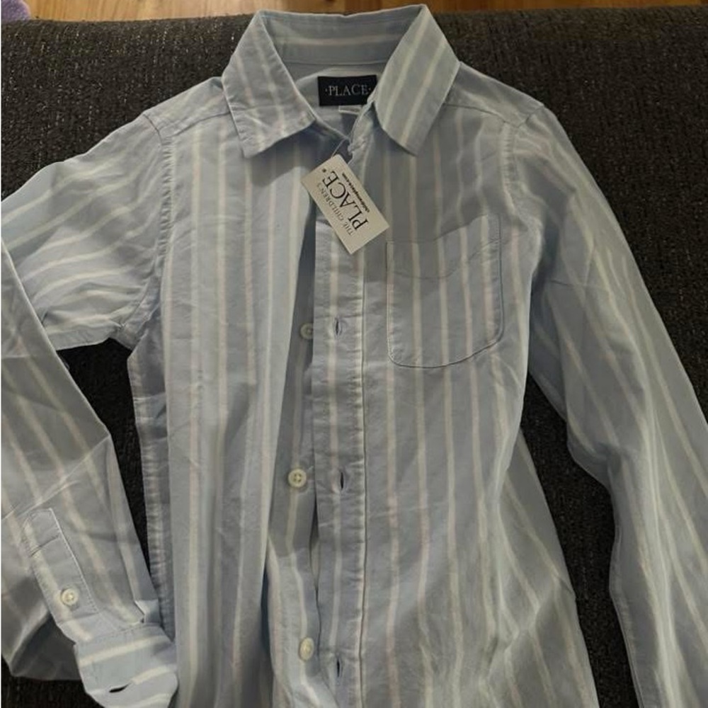 The Children's Place Blue and White Striped Button Down Shirt